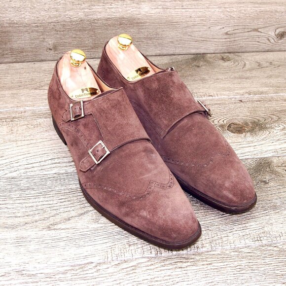 $795 Scarpe DI BIANCO Montello Monkstrap 11.5 M Brn Suede SC445 * add $15 Trees